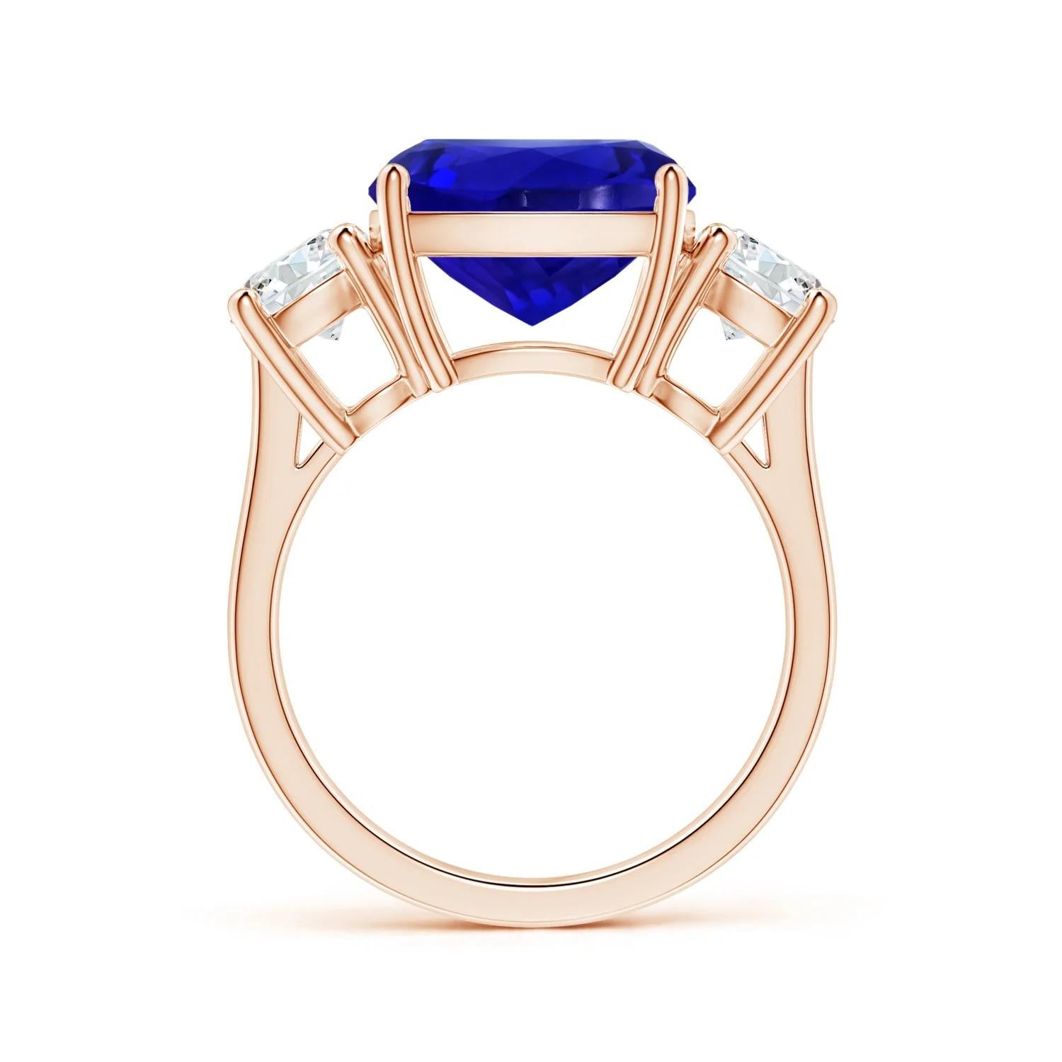For Sale:  ANGARA GIA Certified Natural Tanzanite 3-Stone Ring in Rose Gold with Diamonds 2
