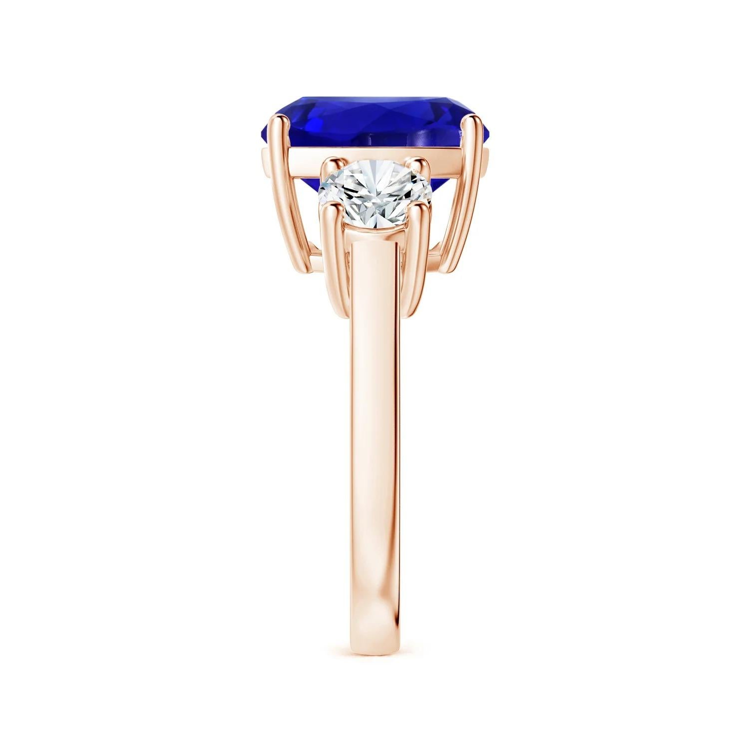 For Sale:  ANGARA GIA Certified Natural Tanzanite 3-Stone Ring in Rose Gold with Diamonds 4