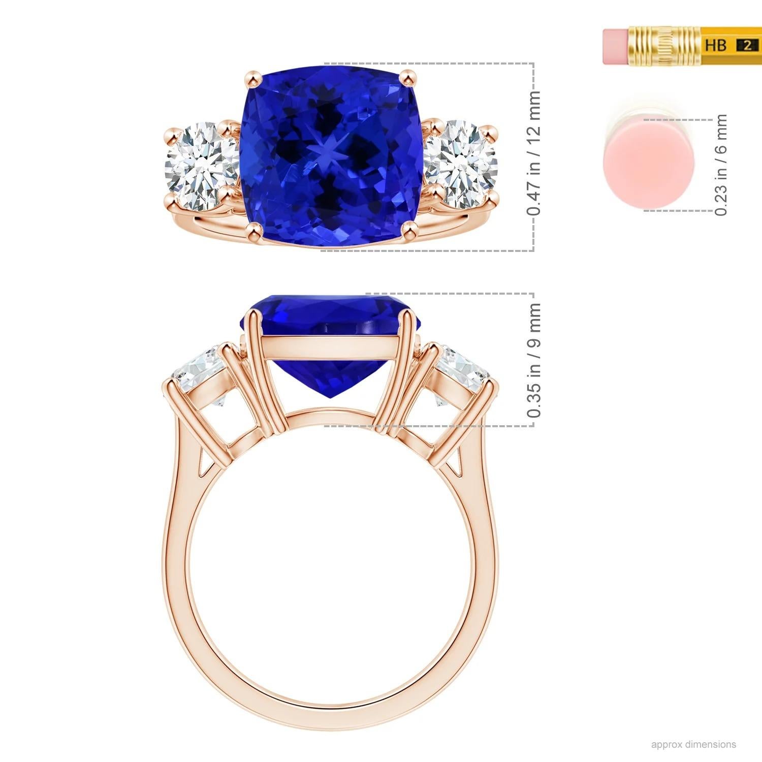 For Sale:  ANGARA GIA Certified Natural Tanzanite 3-Stone Ring in Rose Gold with Diamonds 5