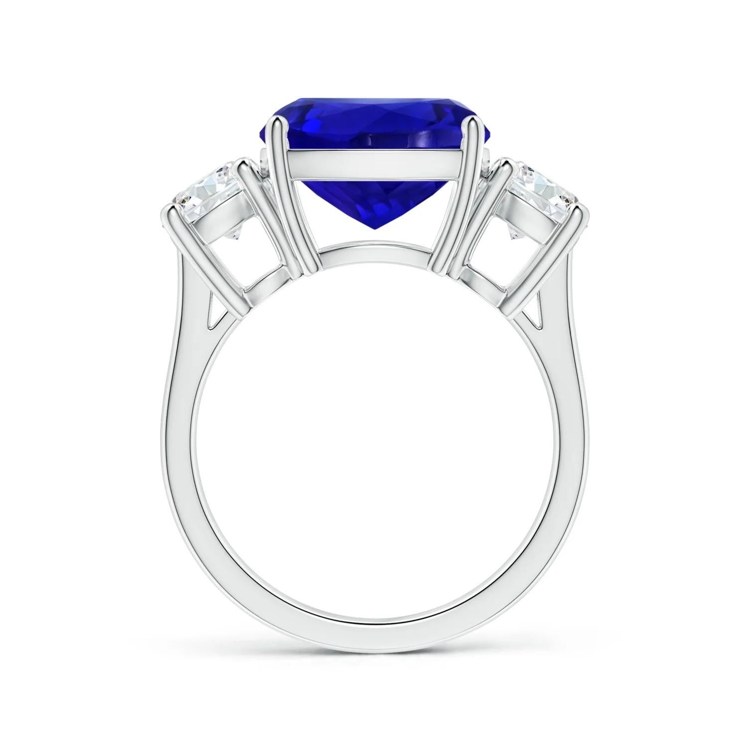 For Sale:  ANGARA GIA Certified Natural Tanzanite 3-Stone Ring in White Gold with Diamonds 2