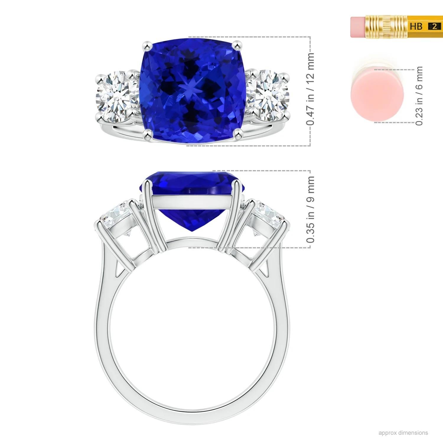 Angara Gia Certified Natural Tanzanite 3-Stone Ring in White Gold with Diamonds 5