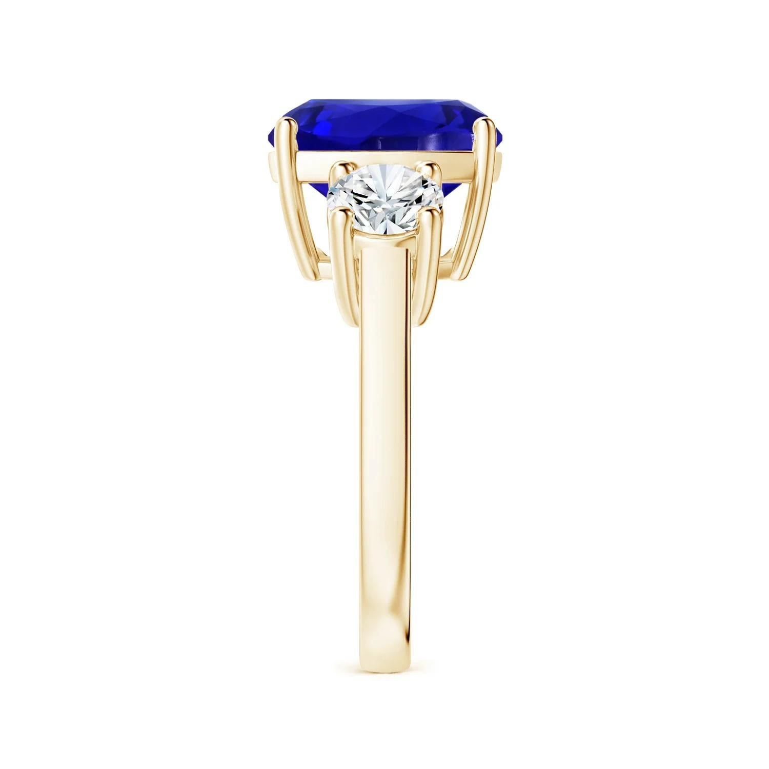For Sale:  ANGARA GIA Certified Natural Tanzanite 3-Stone Ring in Yellow Gold with Diamonds 4