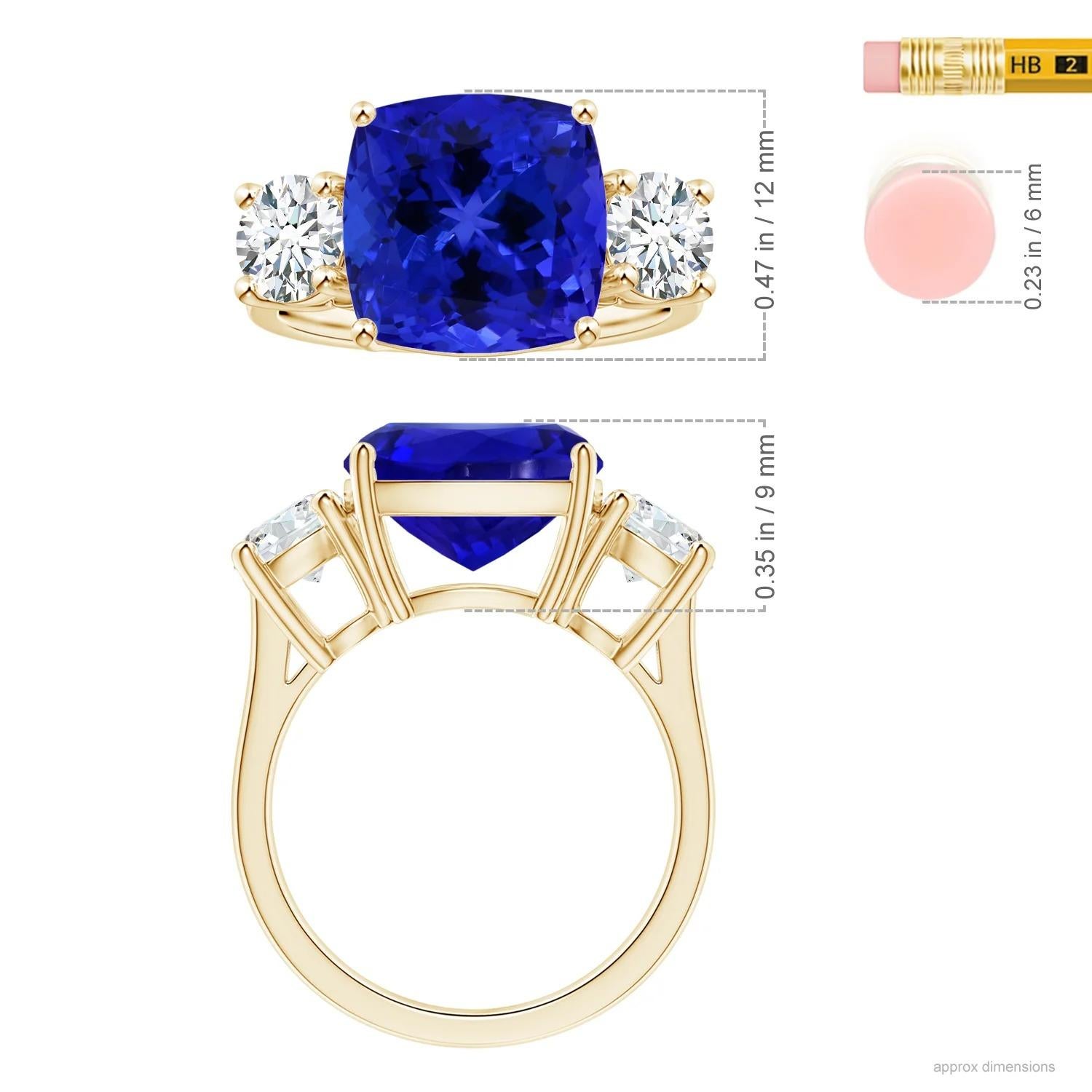 For Sale:  ANGARA GIA Certified Natural Tanzanite 3-Stone Ring in Yellow Gold with Diamonds 5