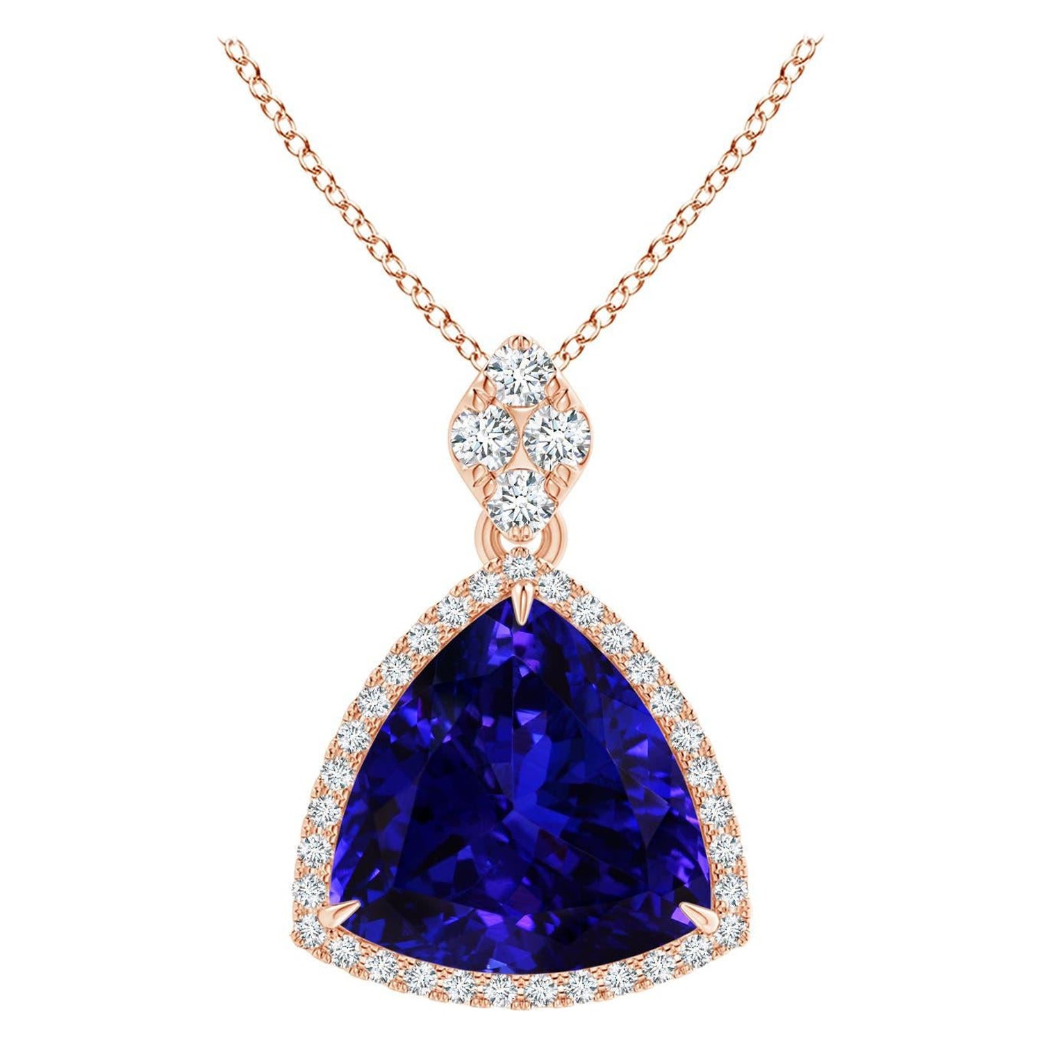 Angara GIA zertifiziert natürlichen Tansanit und Diamant Rose Gold Anhänger Halskette