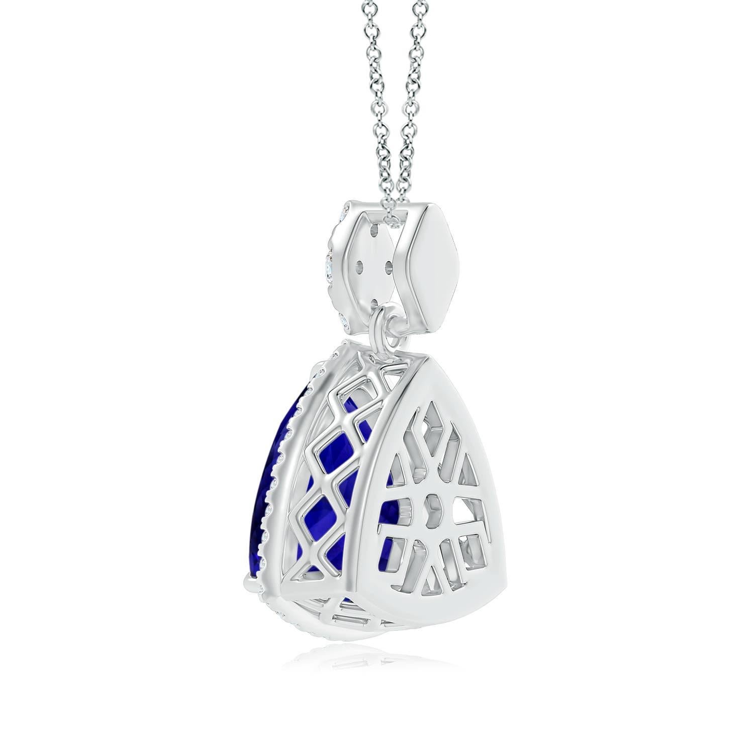 Modern ANGARA GIA Certified Natural Tanzanite and Diamond White Gold Pendant Necklace For Sale
