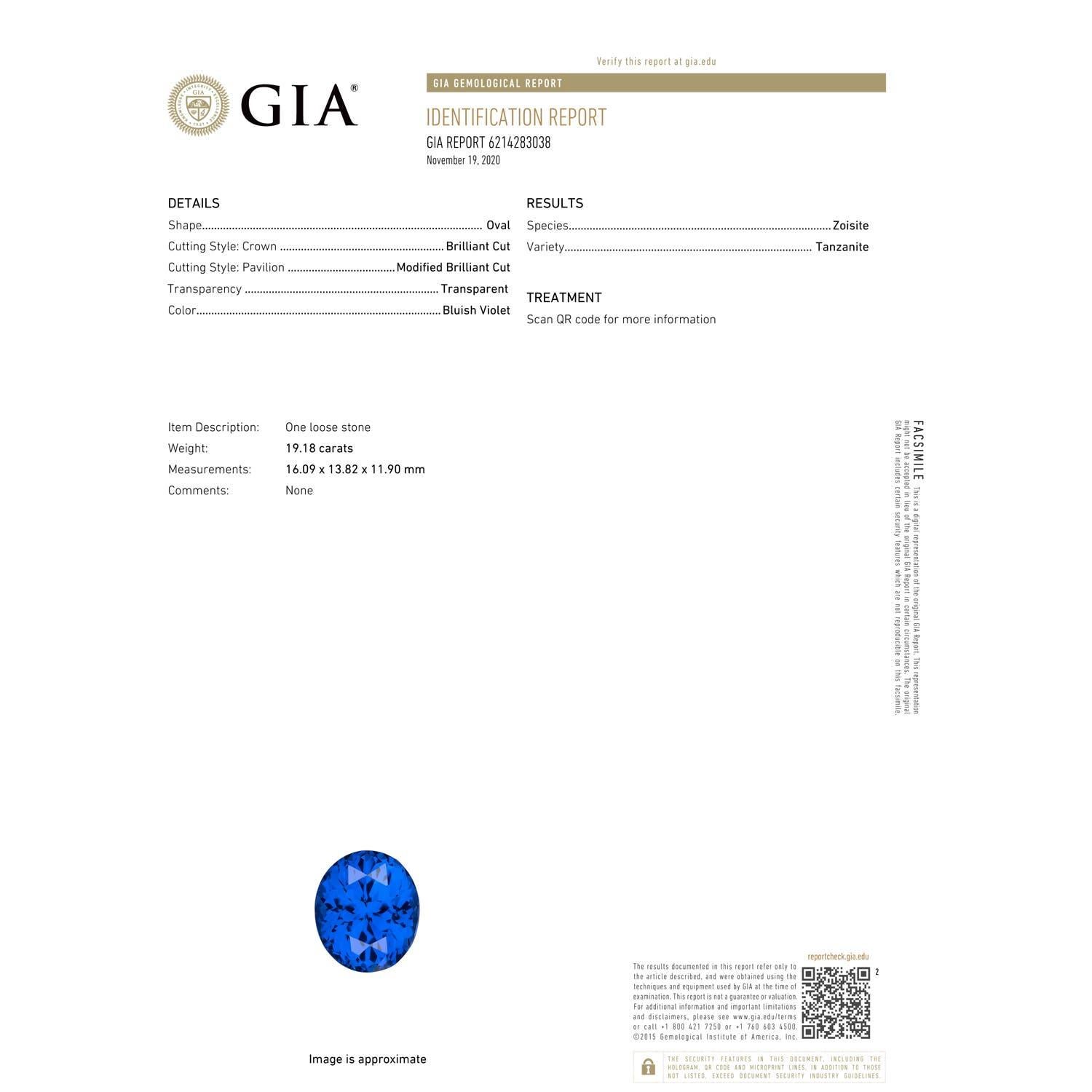 Angara GIA Certified Natural Tanzanite and Diamond White Gold Pendant Necklace In New Condition For Sale In Los Angeles, CA
