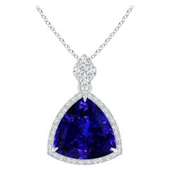 ANGARA Collana con ciondolo in oro bianco con tanzanite naturale certificata GIA e diamanti