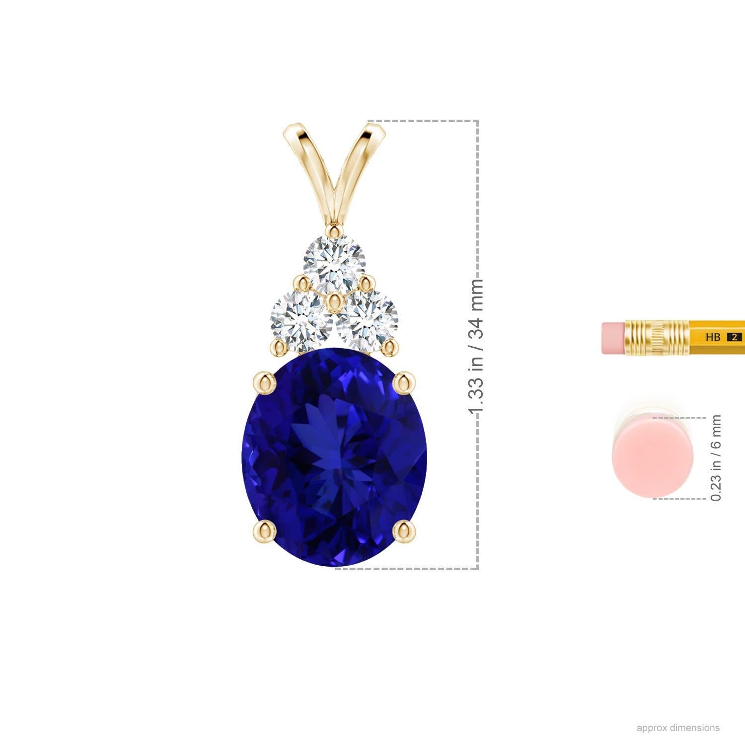 Women's Angara GIA Certified Natural Tanzanite and Diamond Yellow Gold Pendant Necklace