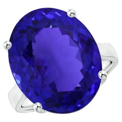 GIA Certified Natural Tanzanite Cocktail Ring in Solid White Gold