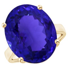 ANGARA GIA Certified Natural Tanzanite Cocktail Ring in Solid Yellow Gold