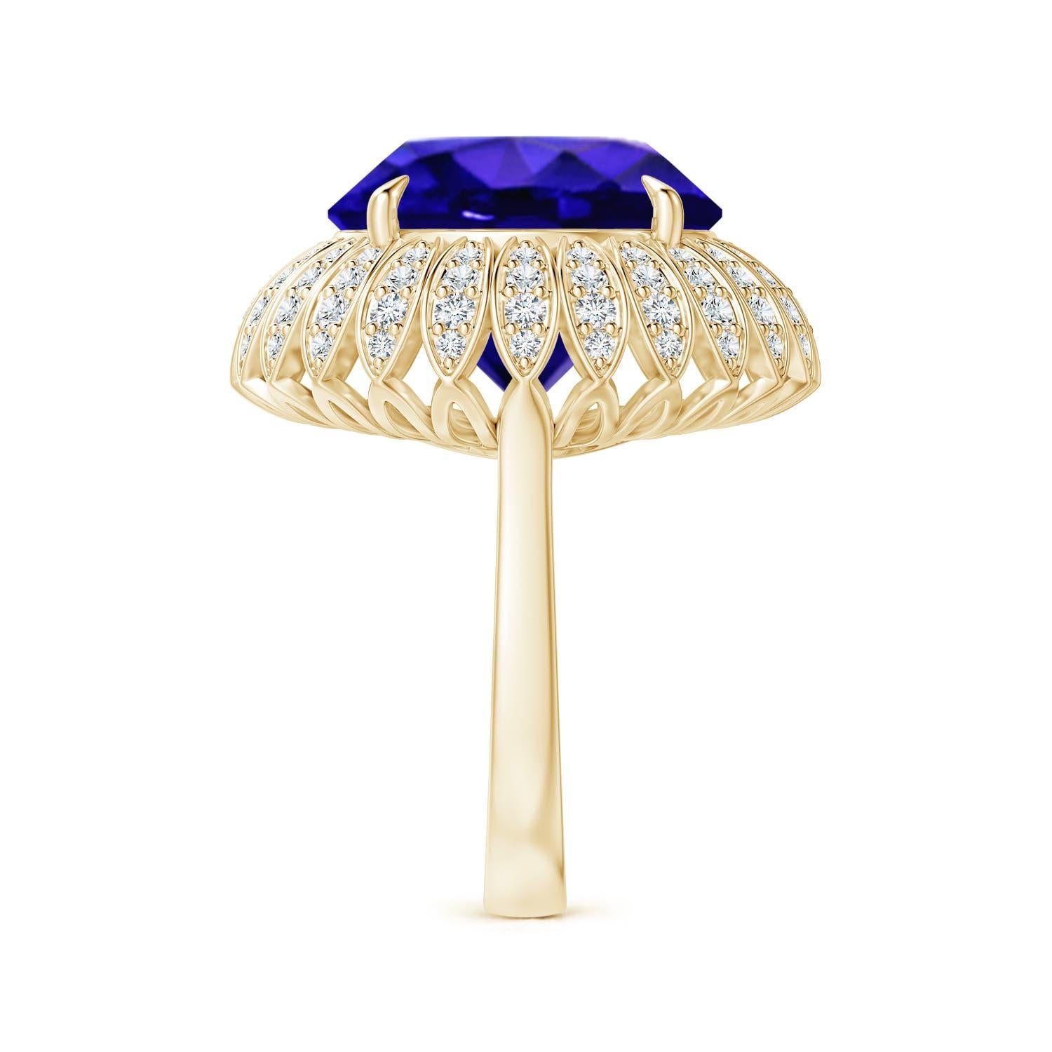 For Sale:  Angara GIA Certified Natural Tanzanite Cocktail Ring in Yellow Gold 3
