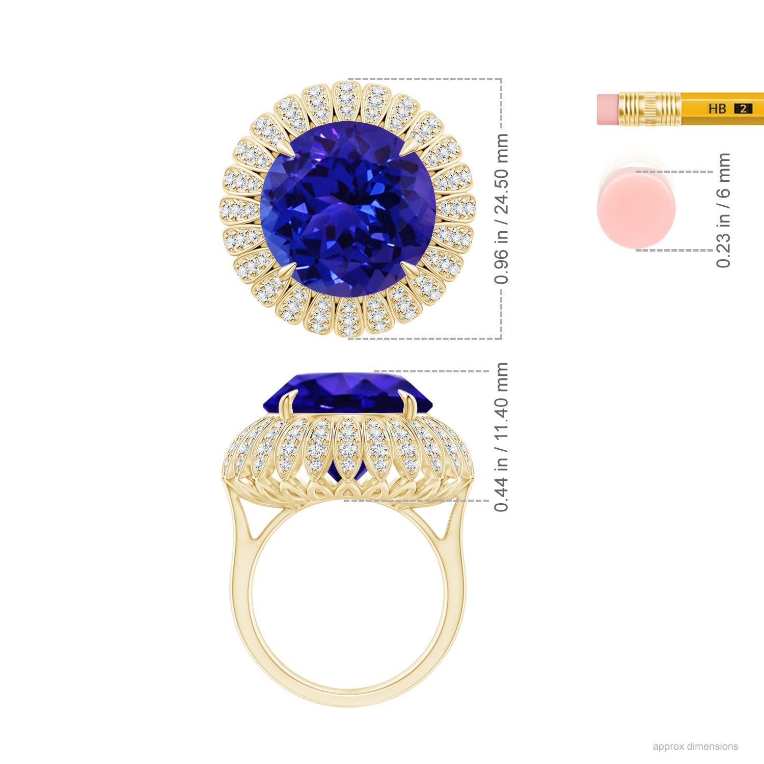 For Sale:  Angara GIA Certified Natural Tanzanite Cocktail Ring in Yellow Gold 5
