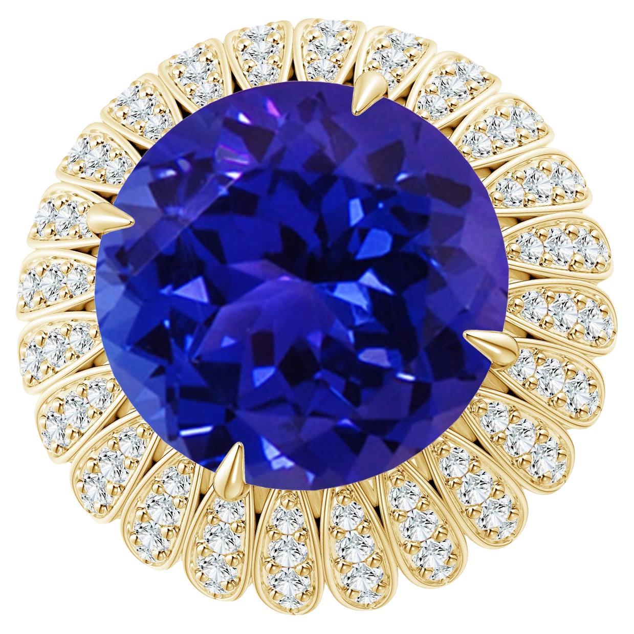 For Sale:  Angara GIA Certified Natural Tanzanite Cocktail Ring in Yellow Gold