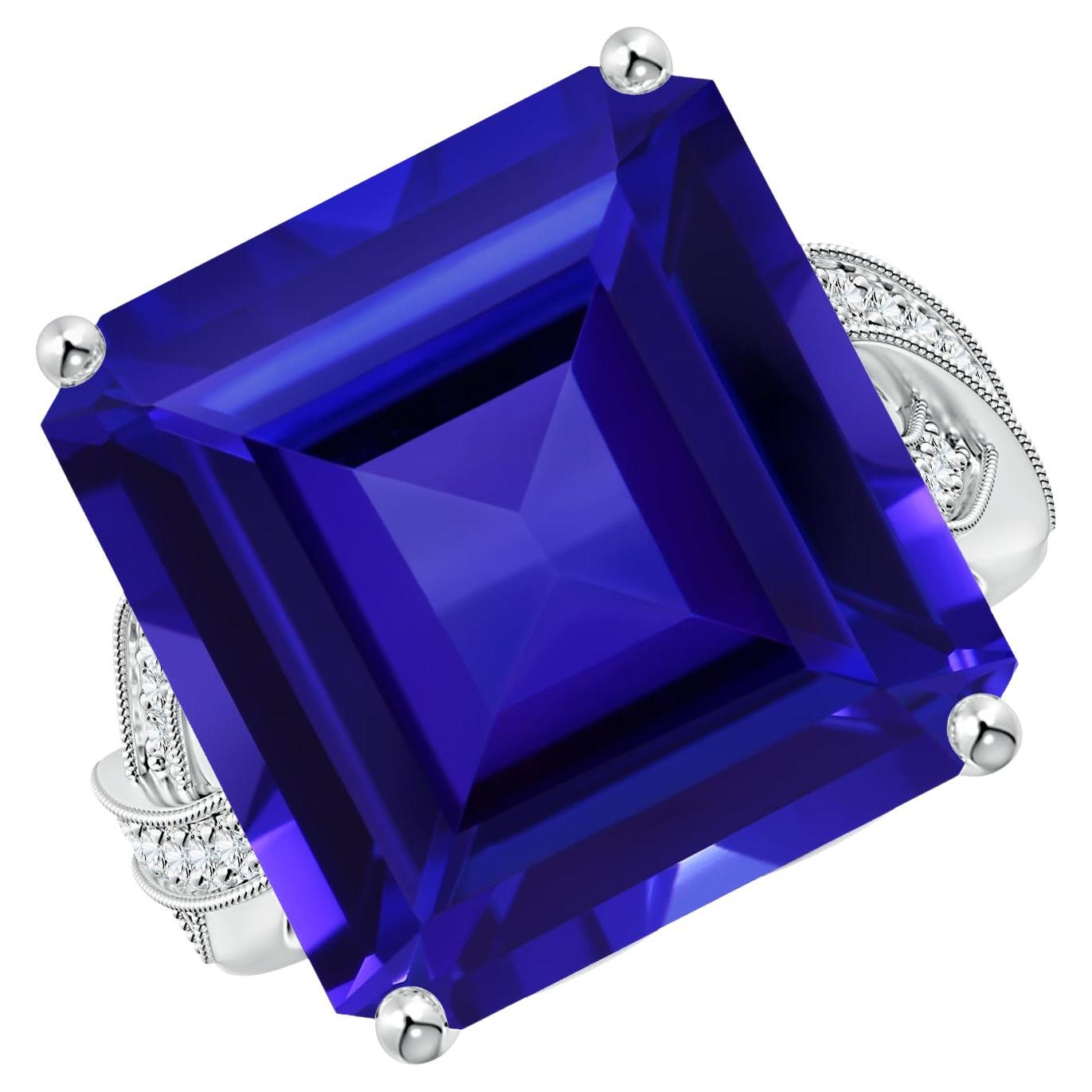 Angara Bague croisée en platine avec tanzanite naturelle certifiée par le GIA