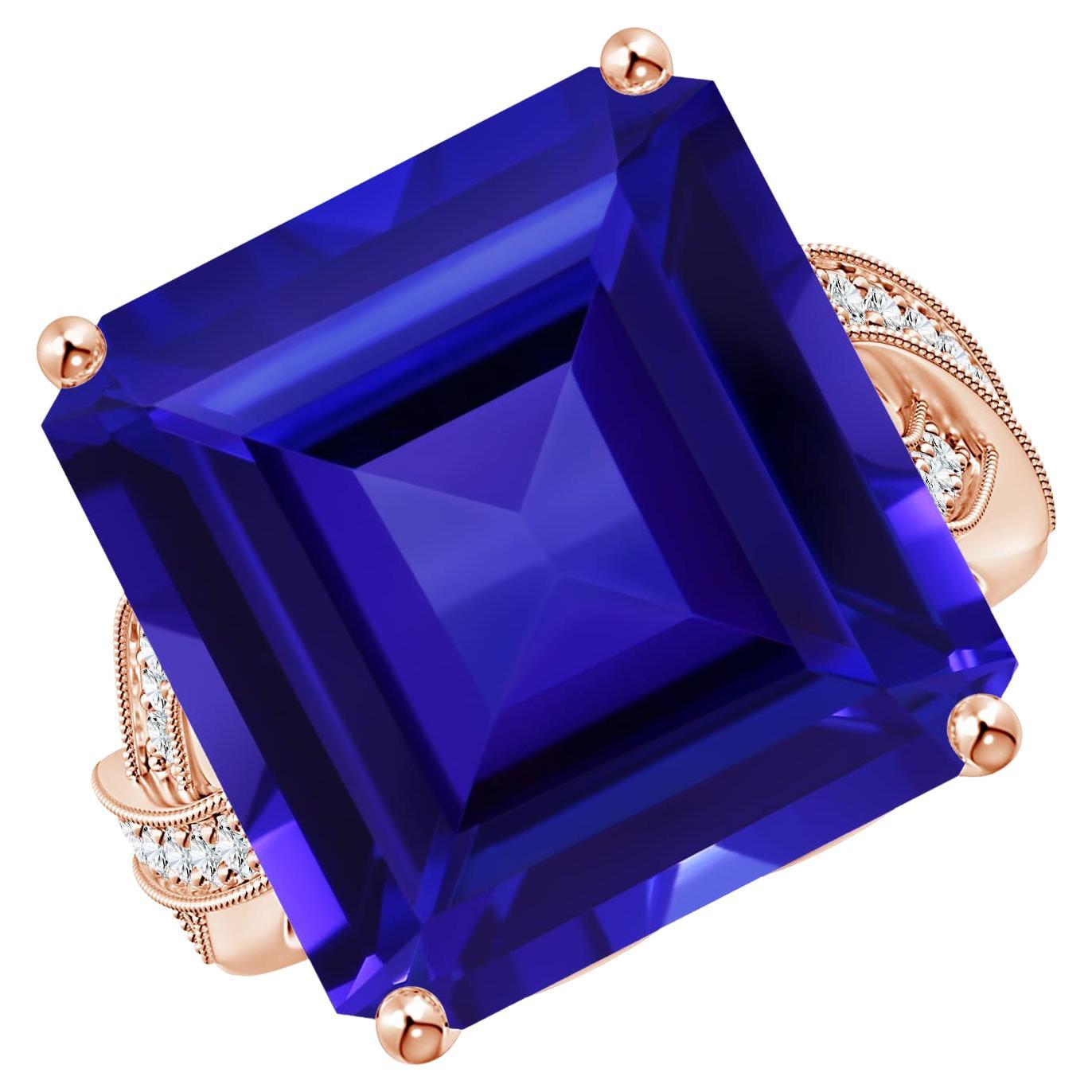 ANGARA GIA Certified Natural Tanzanite Criss Cross Ring in Rose Gold