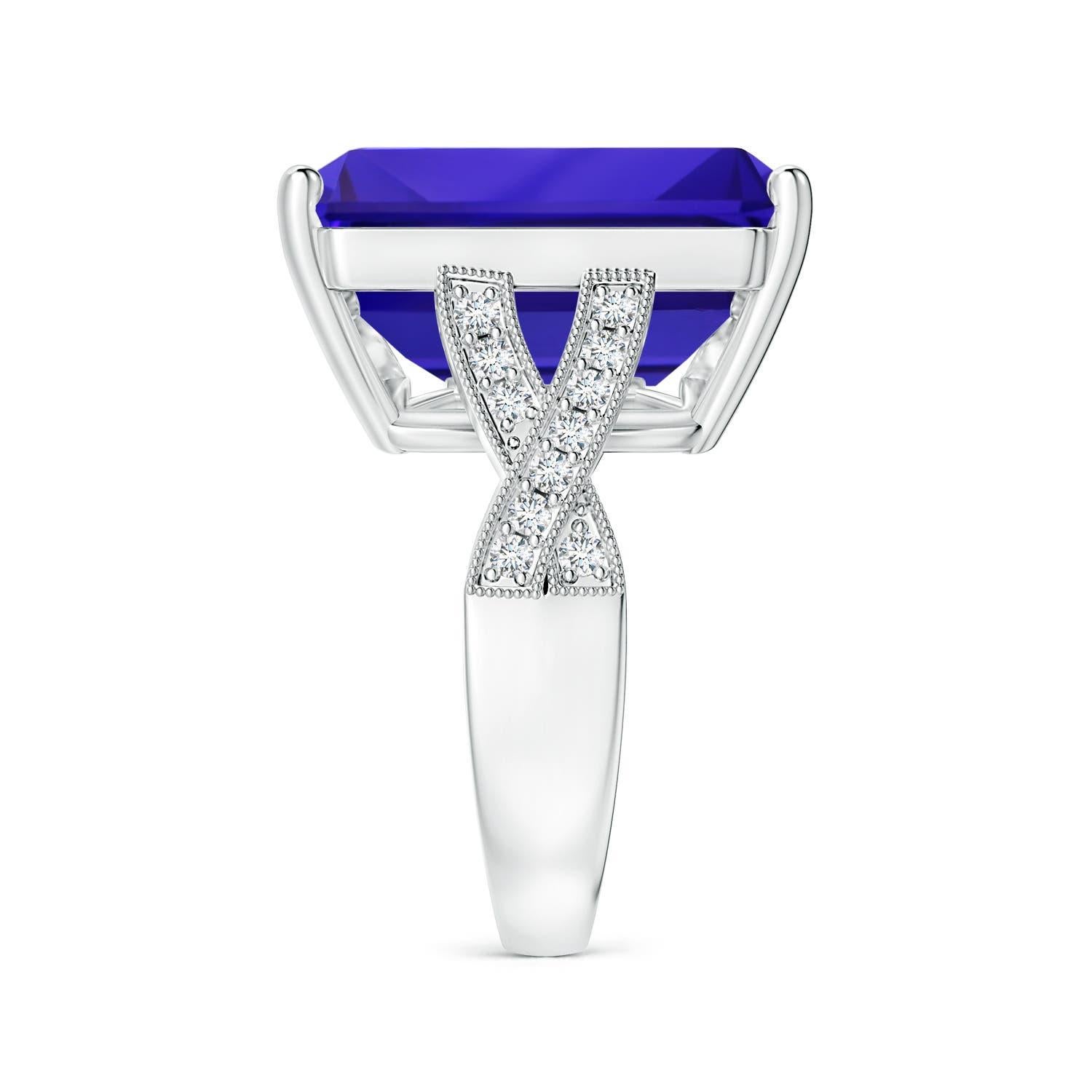 For Sale:  ANGARA GIA Certified Natural Tanzanite Criss Cross Ring in White Gold 3