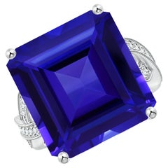 ANGARA GIA Certified Natural Tanzanite Criss Cross Ring in White Gold