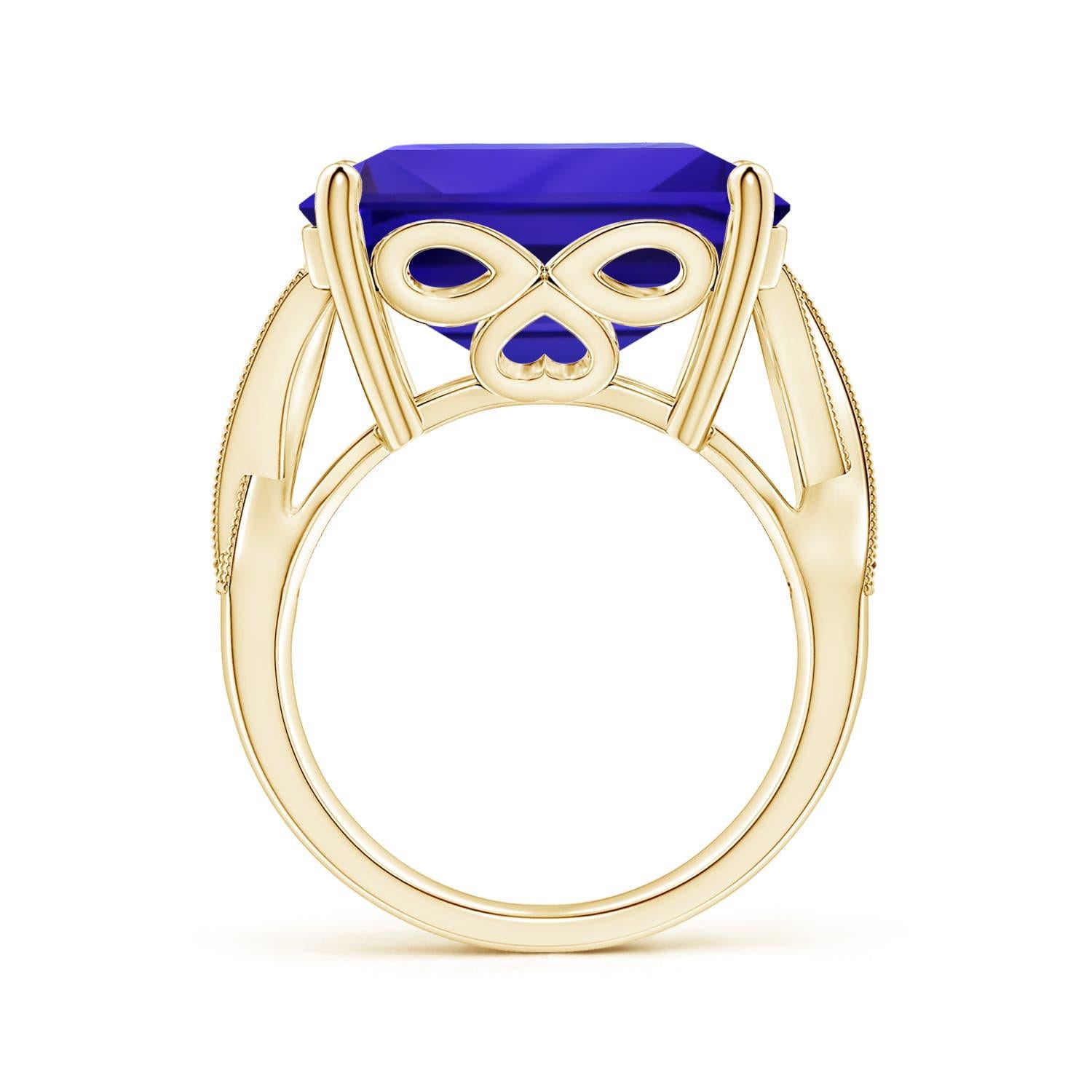 ANGARA GIA Certified Natural Tanzanite Criss Cross Ring in Yellow Gold 2
