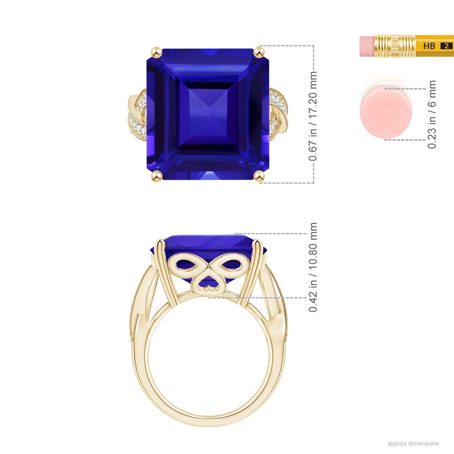 For Sale:  ANGARA GIA Certified Natural Tanzanite Criss Cross Ring in Yellow Gold 3