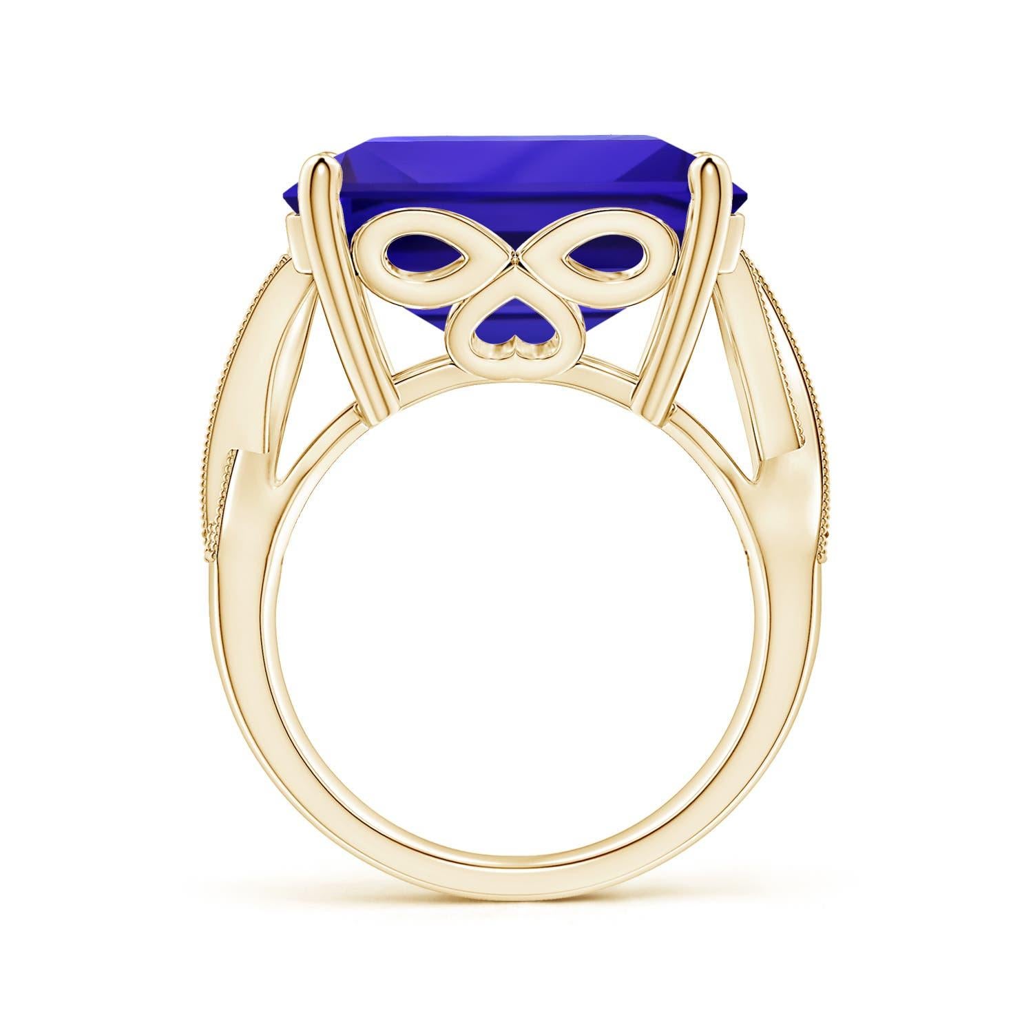 For Sale:  ANGARA GIA Certified Natural Tanzanite Criss Cross Ring in Yellow Gold 6