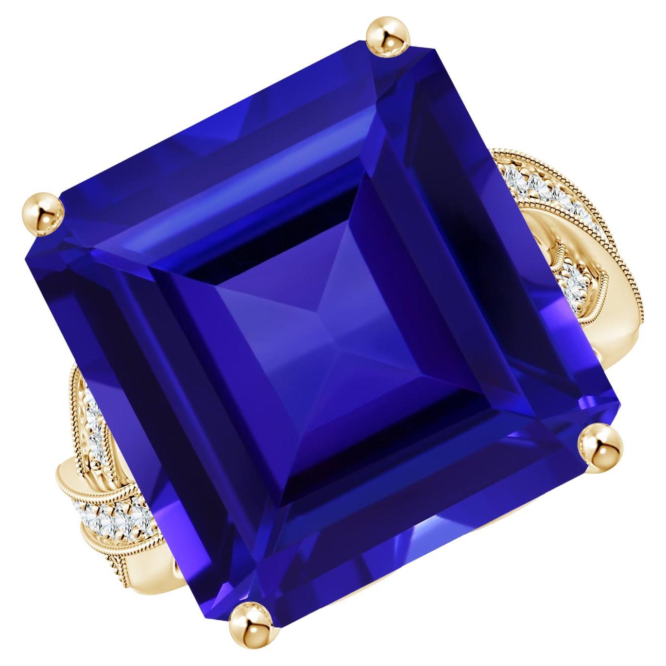 For Sale:  ANGARA GIA Certified Natural Tanzanite Criss Cross Ring in Yellow Gold