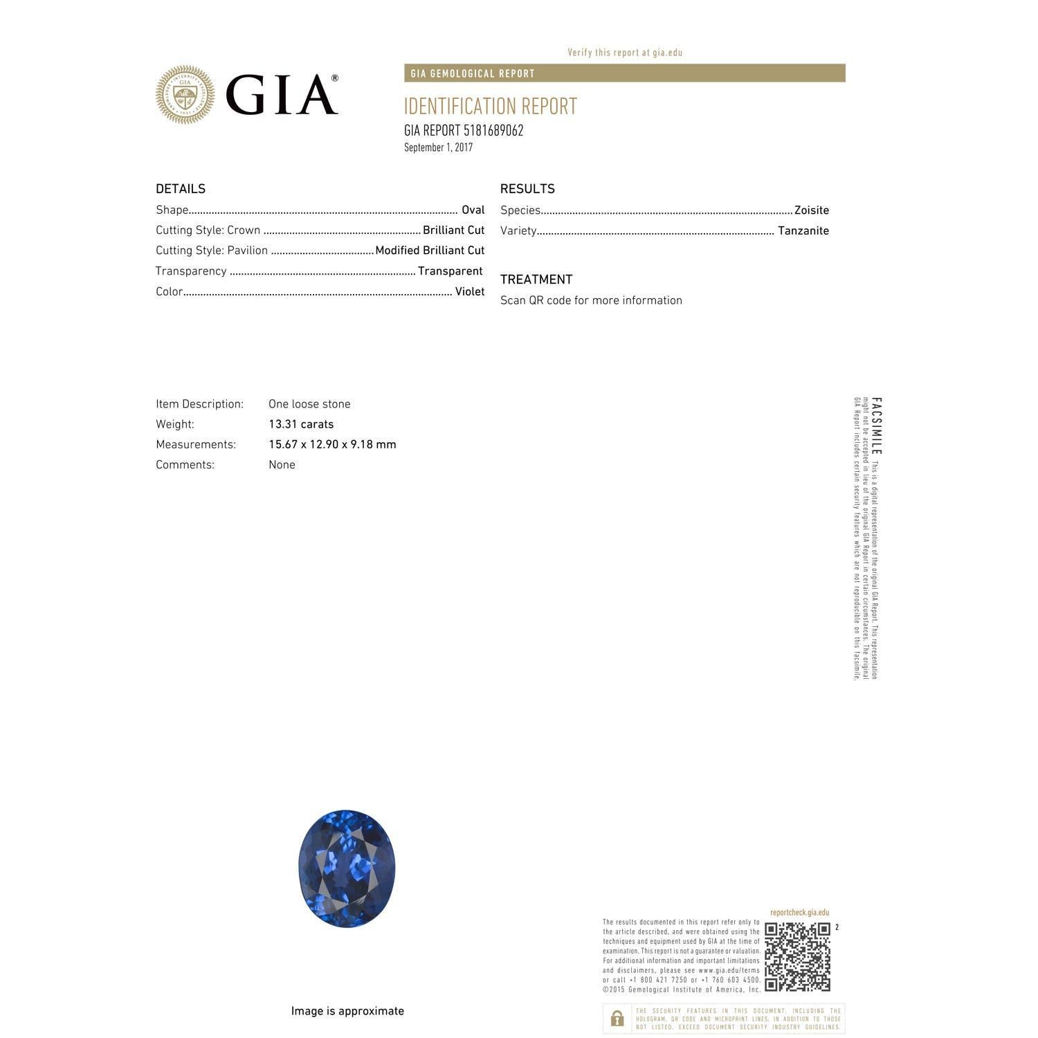 En vente :  Angara, bague en or rose avec halo de tanzanite naturelle certifiée GIA 3