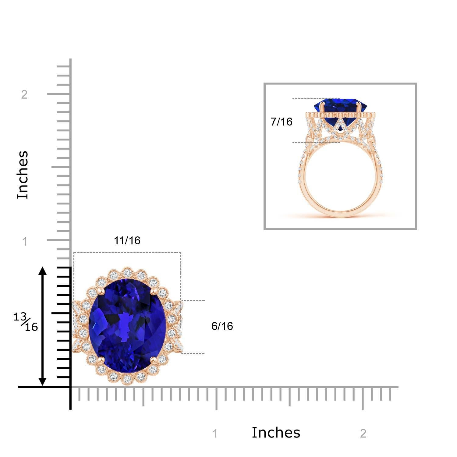 For Sale:  Angara GIA Certified Natural Tanzanite Crossover Halo Ring in Rose Gold 6
