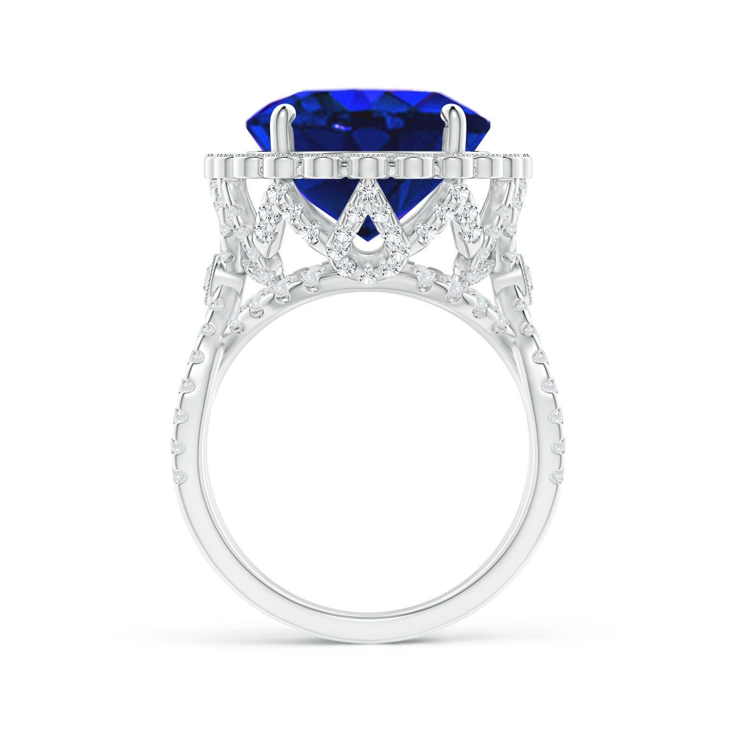 For Sale:  ANGARA GIA Certified Natural Tanzanite Crossover Halo Ring in White Gold 2