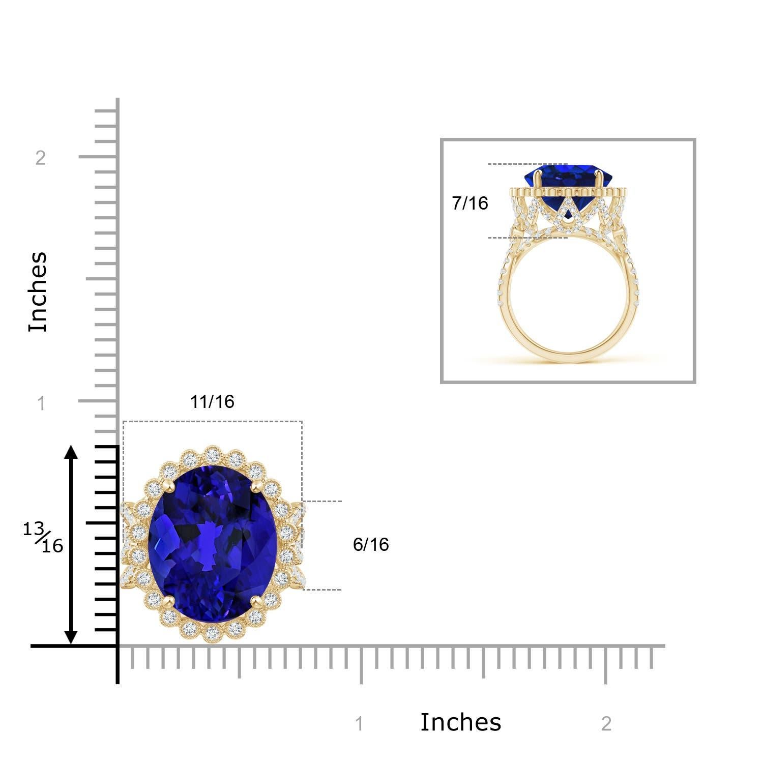 For Sale:  Angara GIA Certified Natural Tanzanite Crossover Halo Ring in Yellow Gold 6