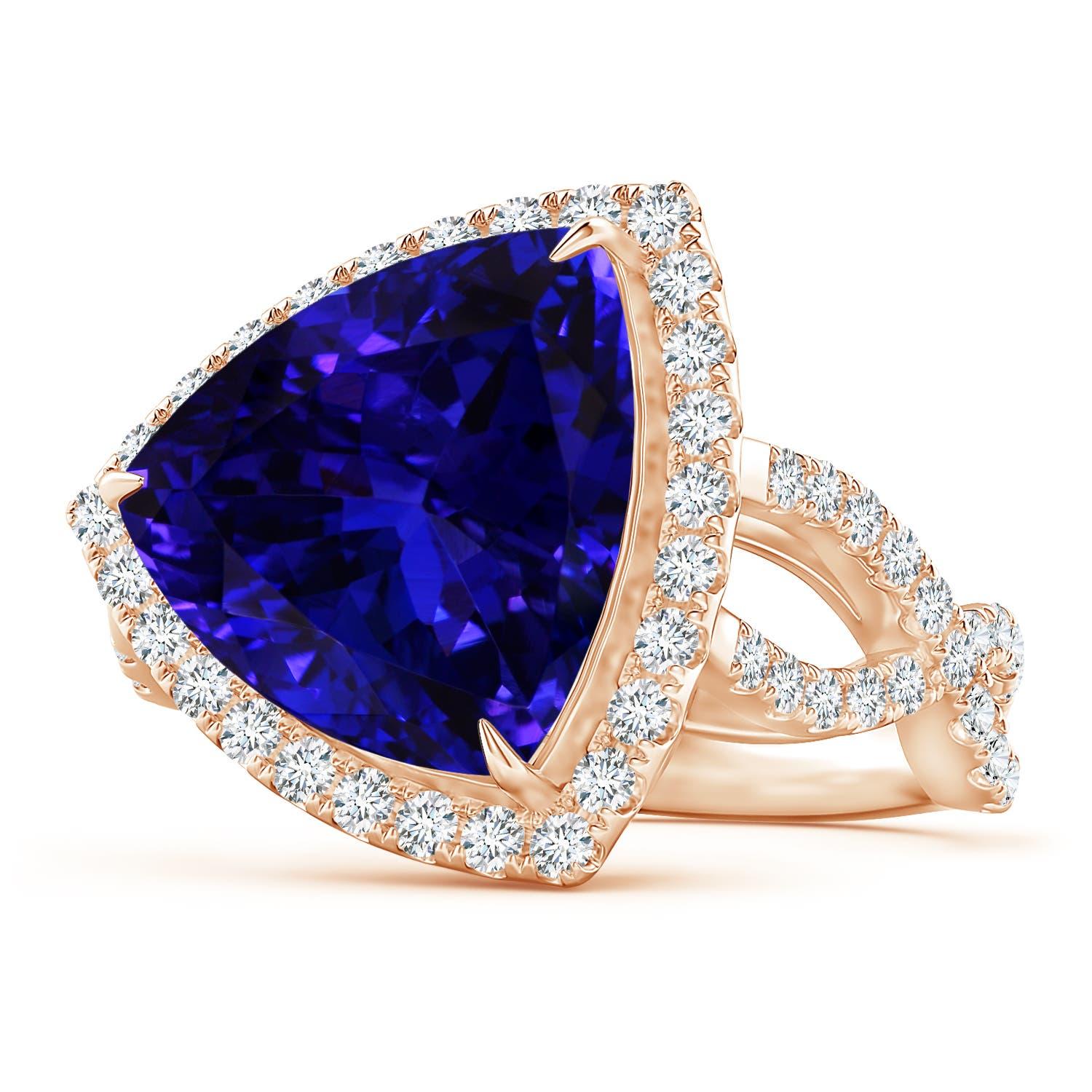 ANGARA GIA Certified Natural Tanzanite Crossover Shank Ring in Rose Gold 2