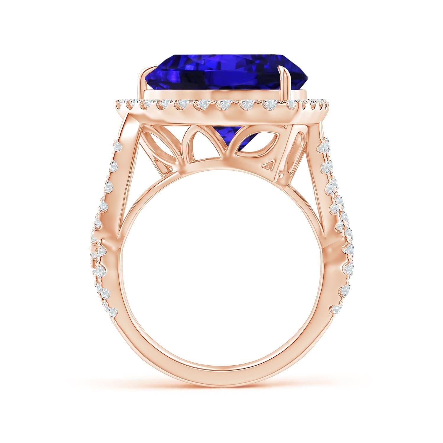 For Sale:  Angara GIA Certified Natural Tanzanite Crossover Shank Ring in Rose Gold 3