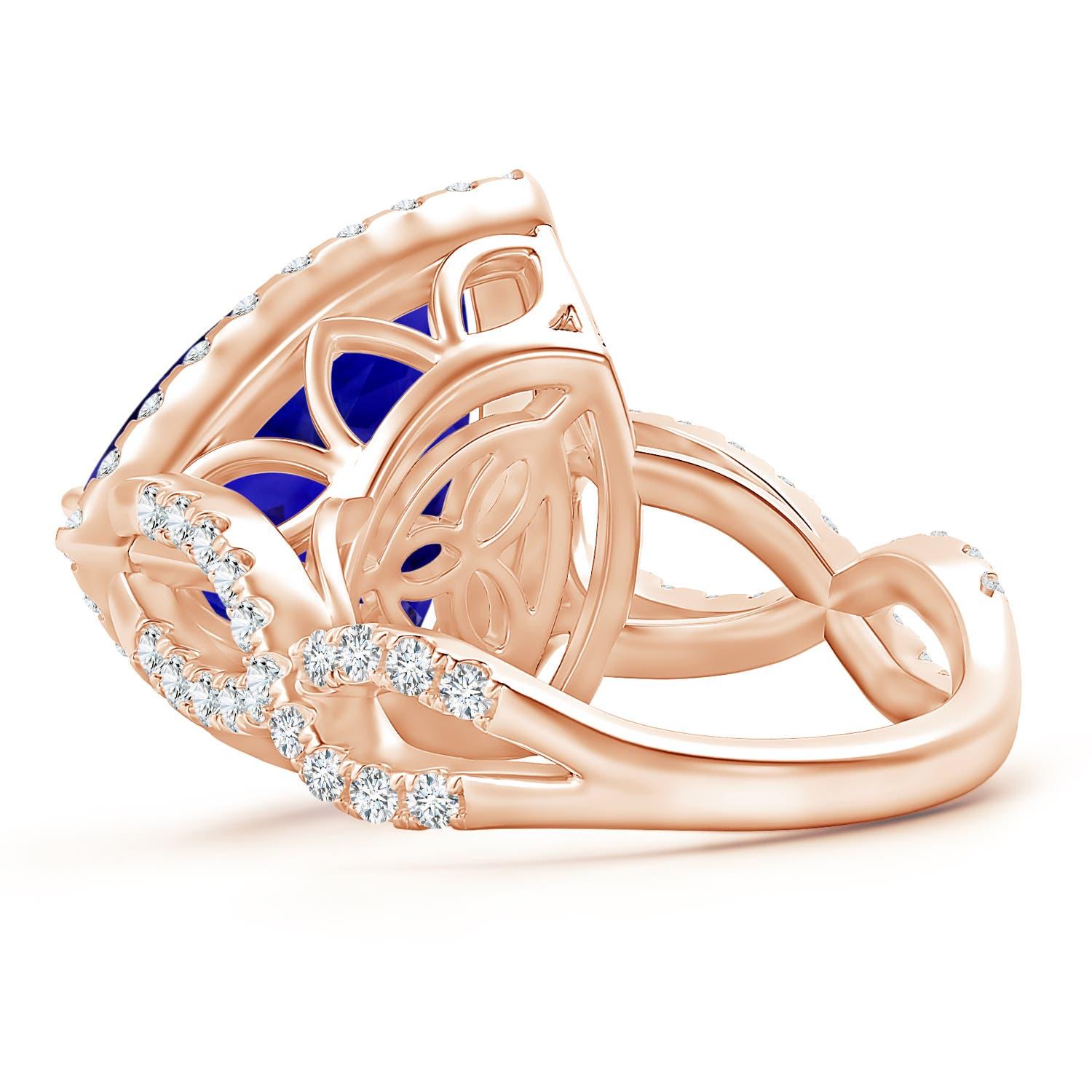 For Sale:  Angara GIA Certified Natural Tanzanite Crossover Shank Ring in Rose Gold 4