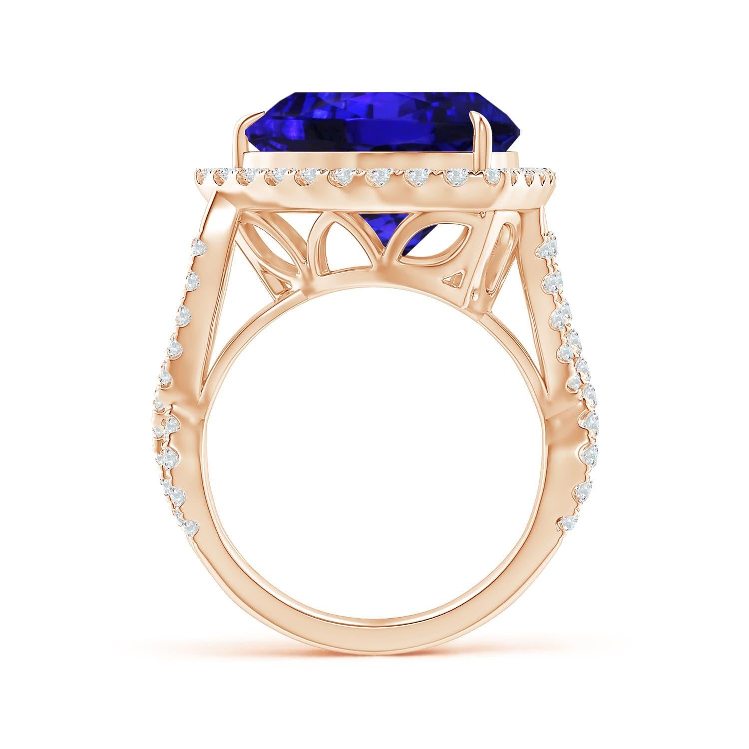 ANGARA GIA Certified Natural Tanzanite Crossover Shank Ring in Rose Gold 4