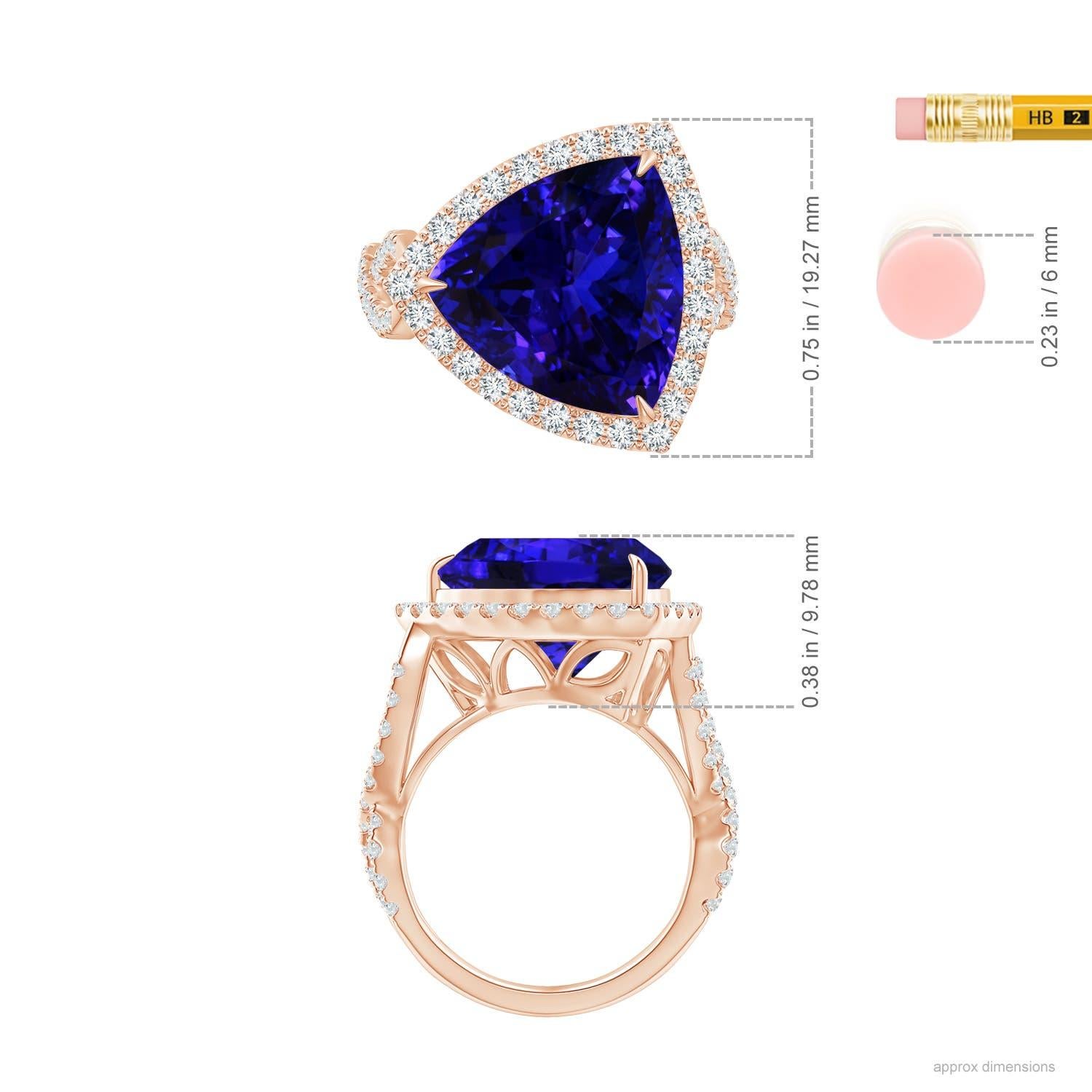 For Sale:  Angara GIA Certified Natural Tanzanite Crossover Shank Ring in Rose Gold 5