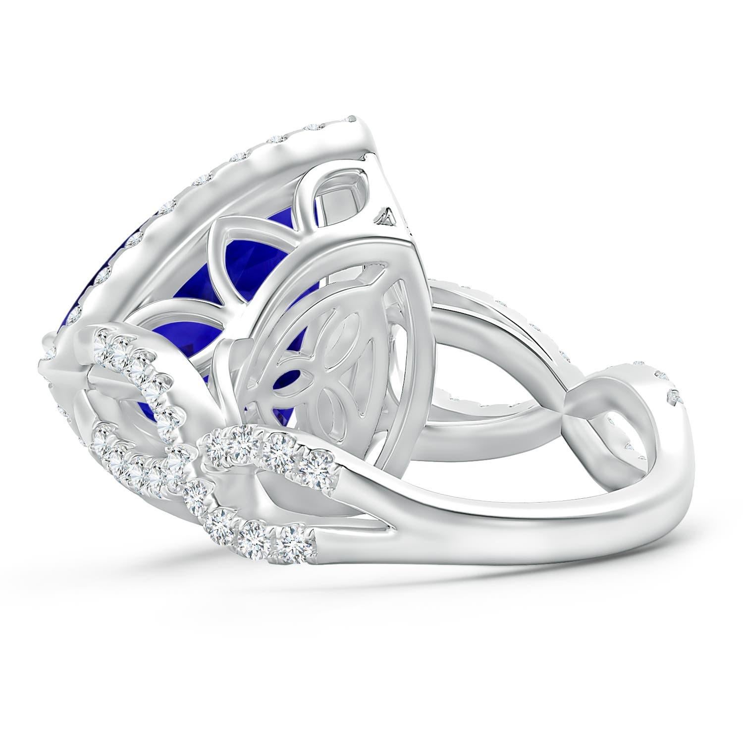 En vente :  Bague à tige croisée en or blanc avec tanzanite naturelle certifiée par le GIA 5