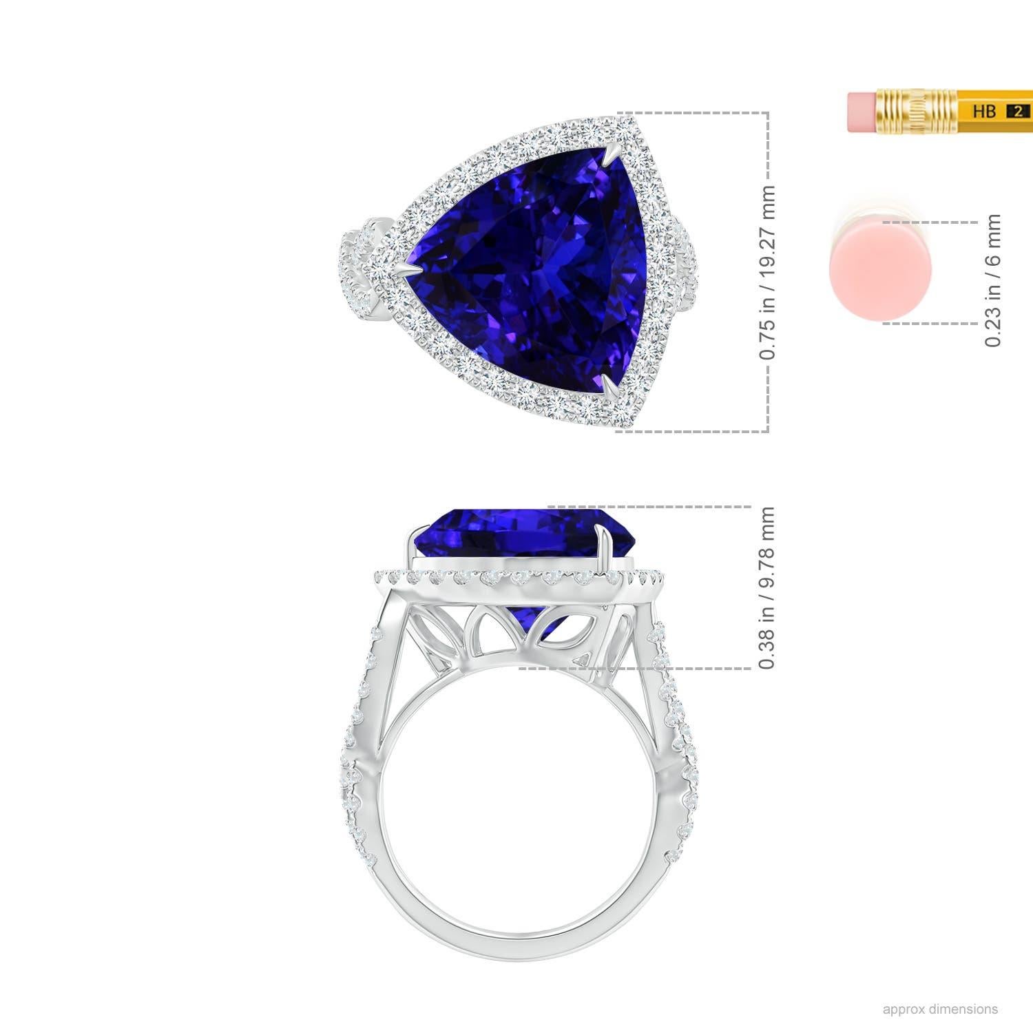 For Sale:  Angara GIA Certified Natural Tanzanite Crossover Shank Ring in White Gold 6