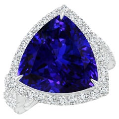 GIA Certified Natural Tanzanite Crossover Shank Ring in White Gold