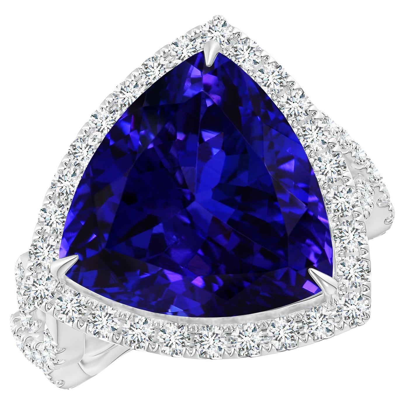 For Sale:  Angara GIA Certified Natural Tanzanite Crossover Shank Ring in White Gold