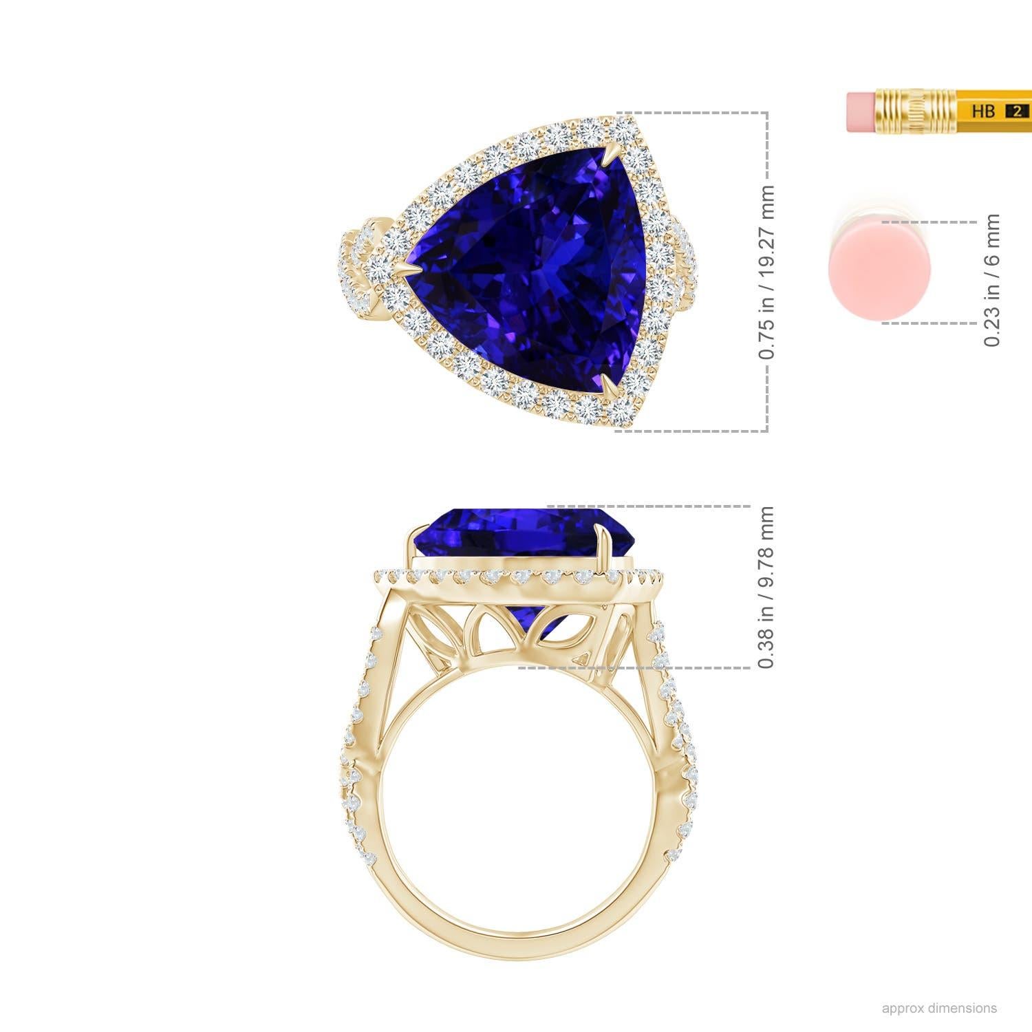 For Sale:  Angara GIA Certified Natural Tanzanite Crossover Shank Ring in Yellow Gold 6