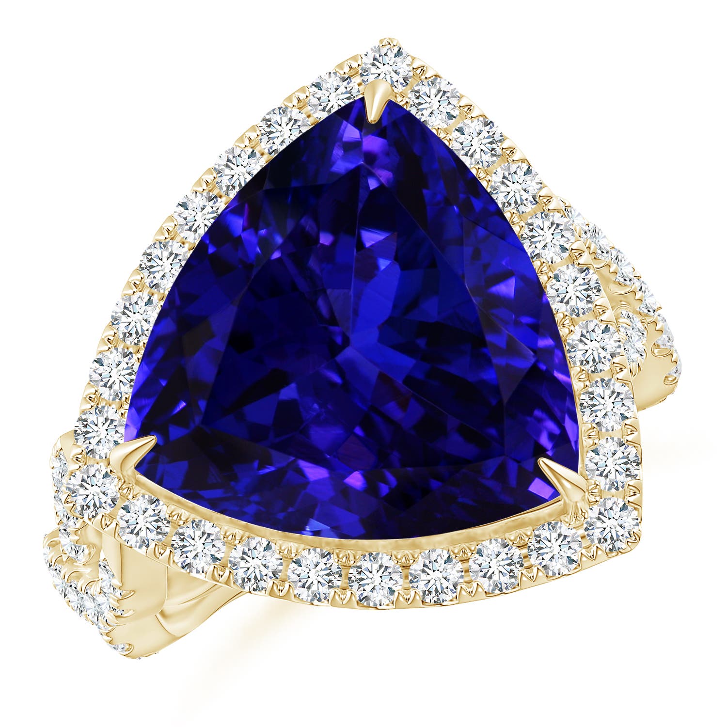 For Sale:  ANGARA GIA Certified Natural Tanzanite Crossover Shank Ring in Yellow Gold