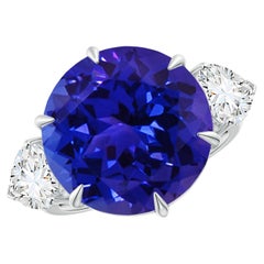 Bague en or blanc avec tanzanite naturelle certifiée GIA et diamants