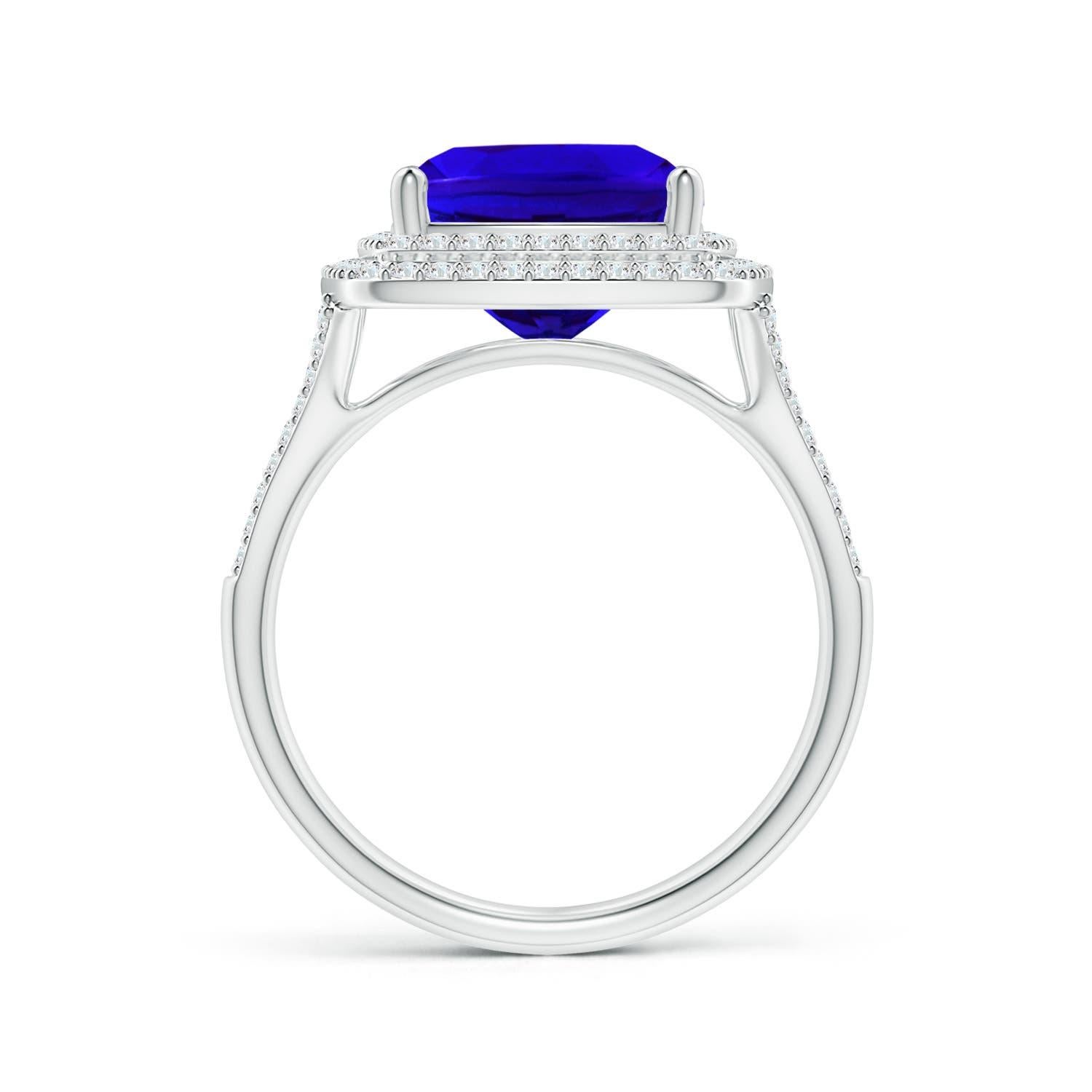 For Sale:  ANGARA GIA Certified Natural Tanzanite Double Halo Cocktail Ring in Platinum 2