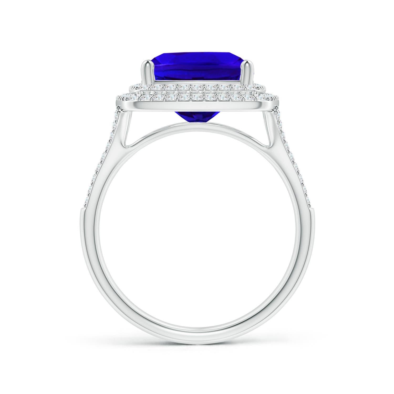 ANGARA GIA Certified Natural Tanzanite Double Halo Cocktail Ring in Platinum 2