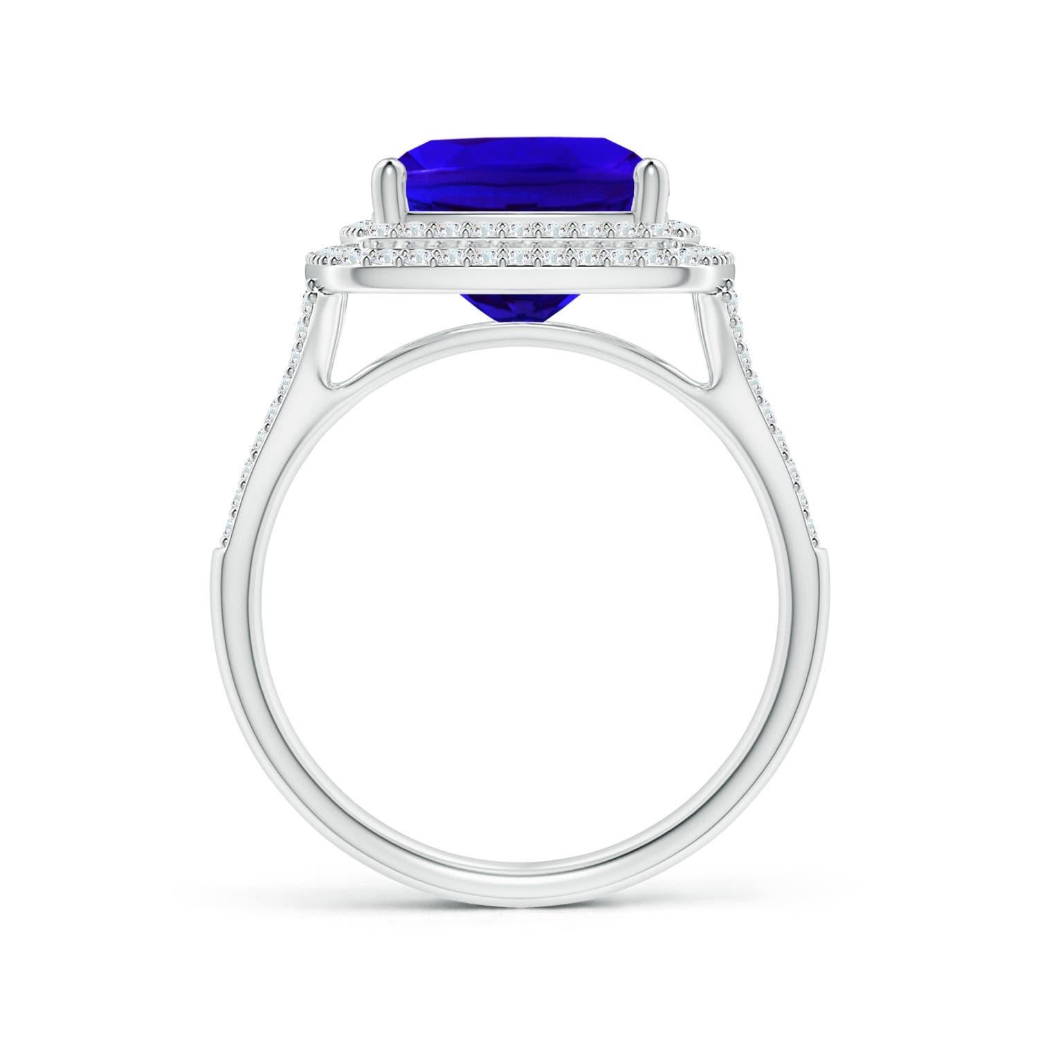 En vente :  ANGARA Bague cocktail en platine avec double halo de tanzanite naturelle certifiée GIA 2