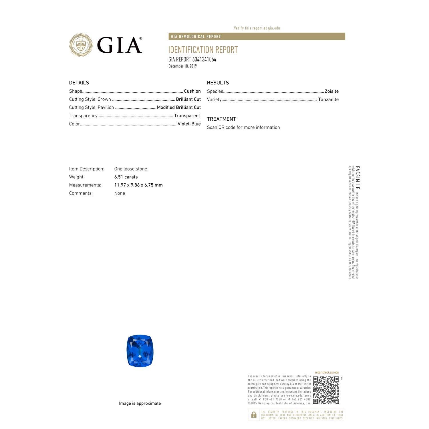 Im Angebot: ANGARA GIA zertifizierter natürlicher Tansanit-Cocktailring mit doppeltem Halo aus Platin () 3