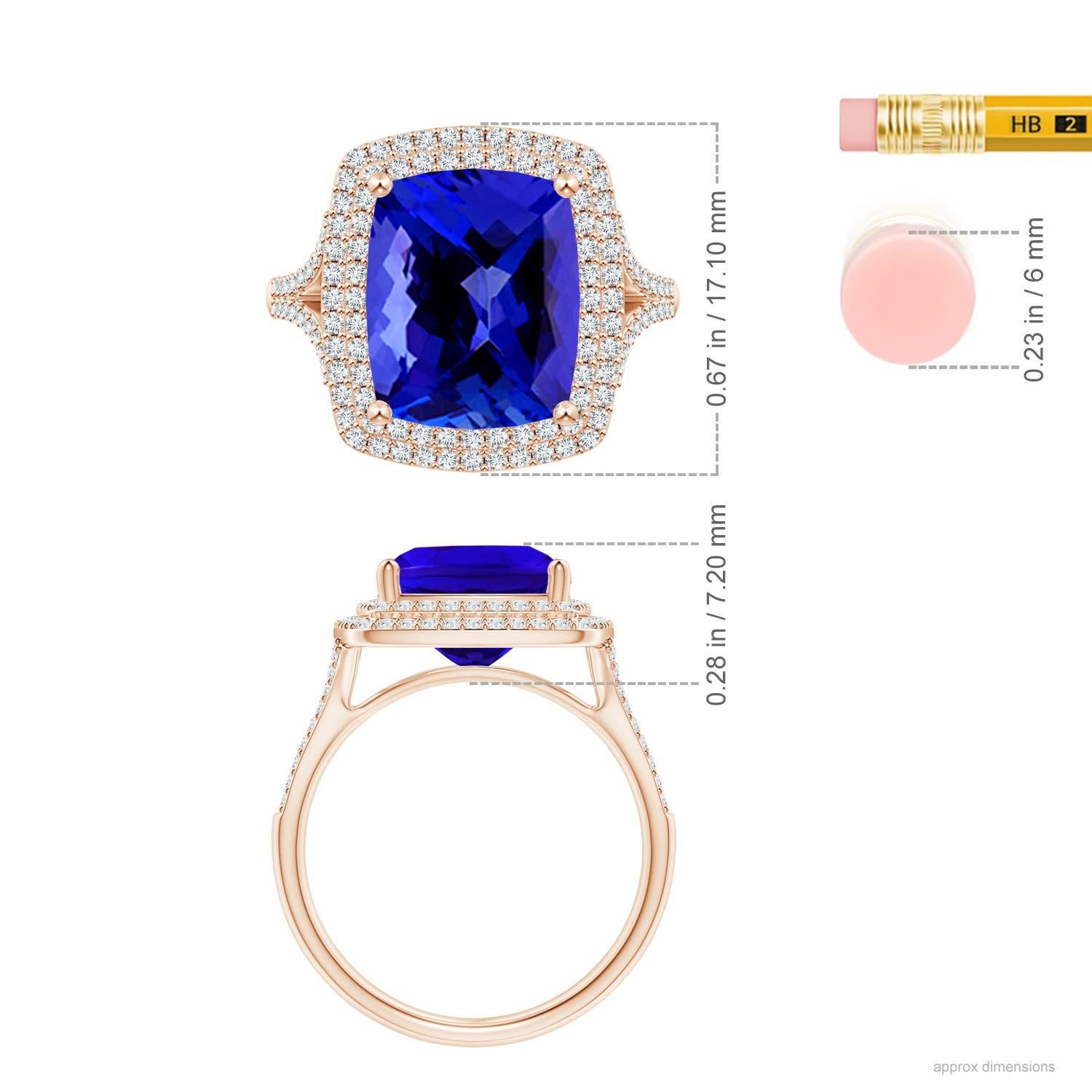 For Sale:  GIA Certified Natural Tanzanite Double Halo Cocktail Ring in Rose Gold 4