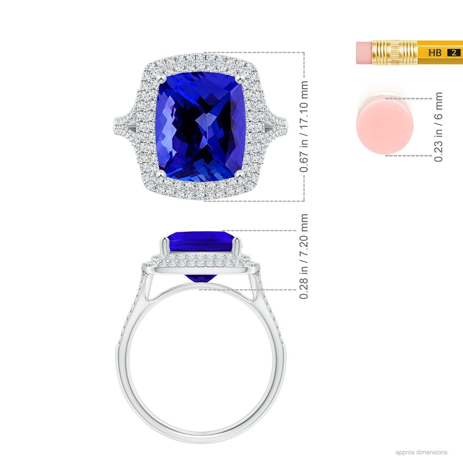 GIA Certified Natural Tanzanite Double Halo Cocktail Ring in 18K White Gold 3