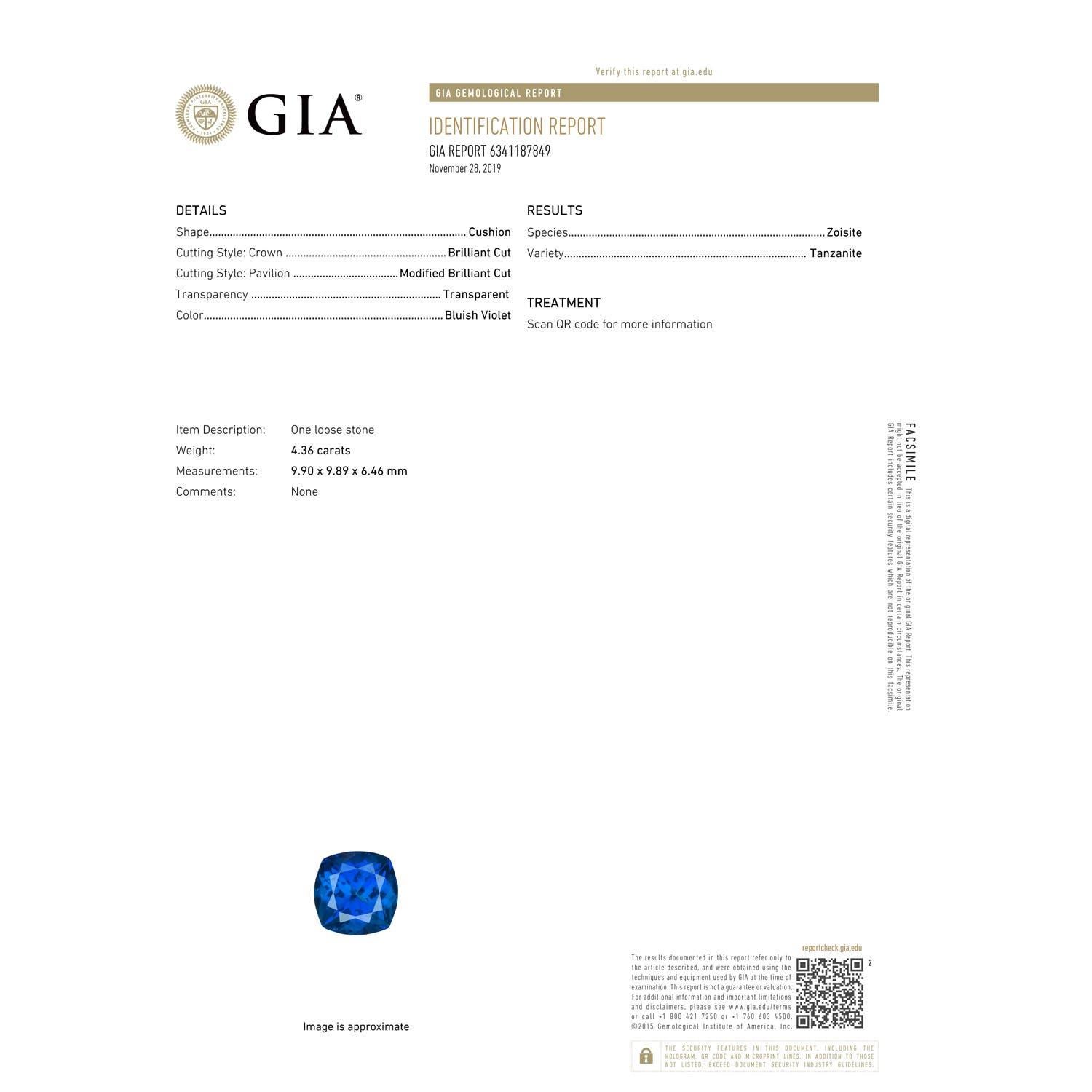 ANGARA Bague cocktail en or jaune avec double halo de tanzanite naturelle certifiée GIA 4