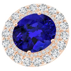 GIA Certified Natural Tanzanite Double Halo Sideways Ring in Rose Gold