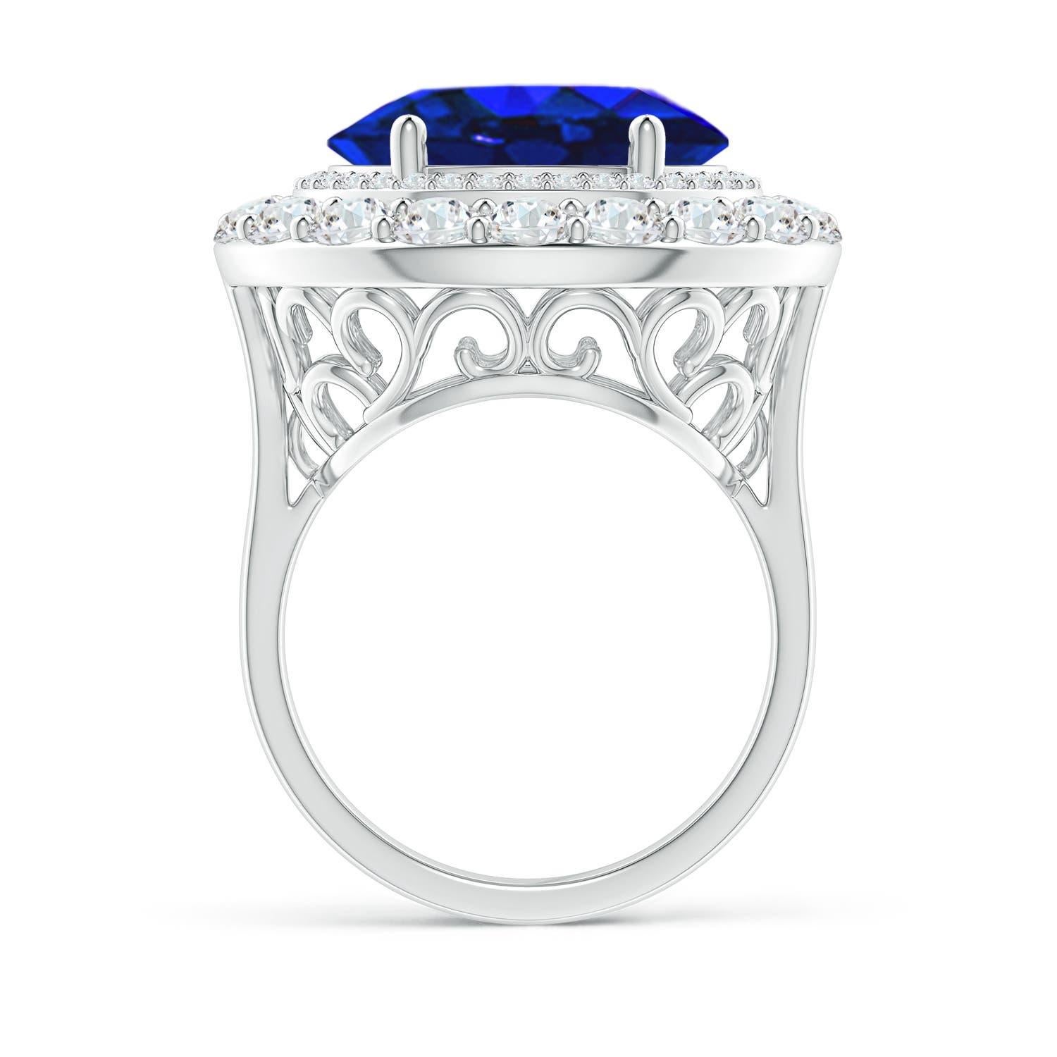 For Sale:  Angara GIA Certified Natural Tanzanite Double Halo Sideways Ring in White Gold 2